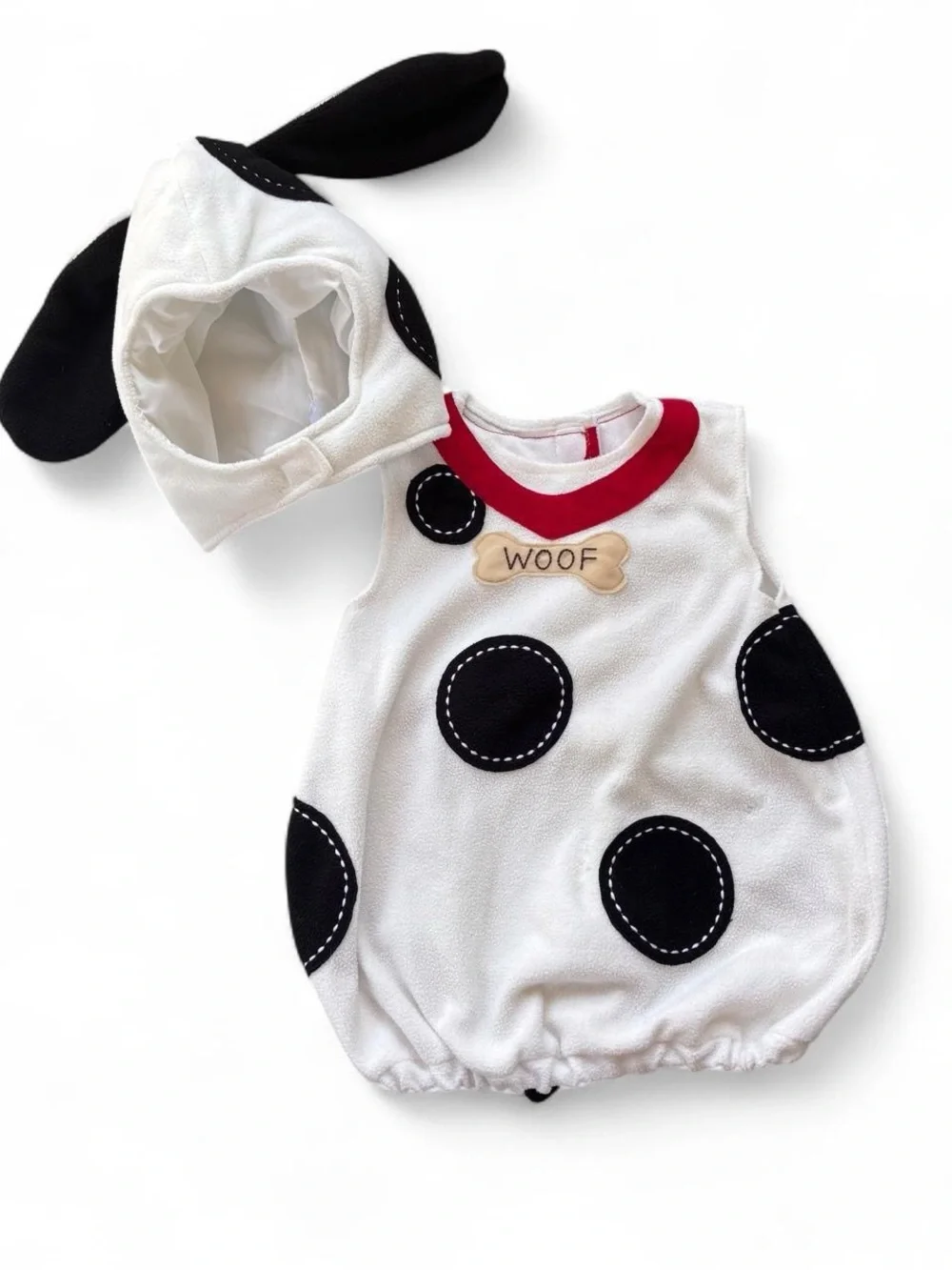 Pottery Barn Kids White and Black Dalmatian Puppy Costume with Red Collar